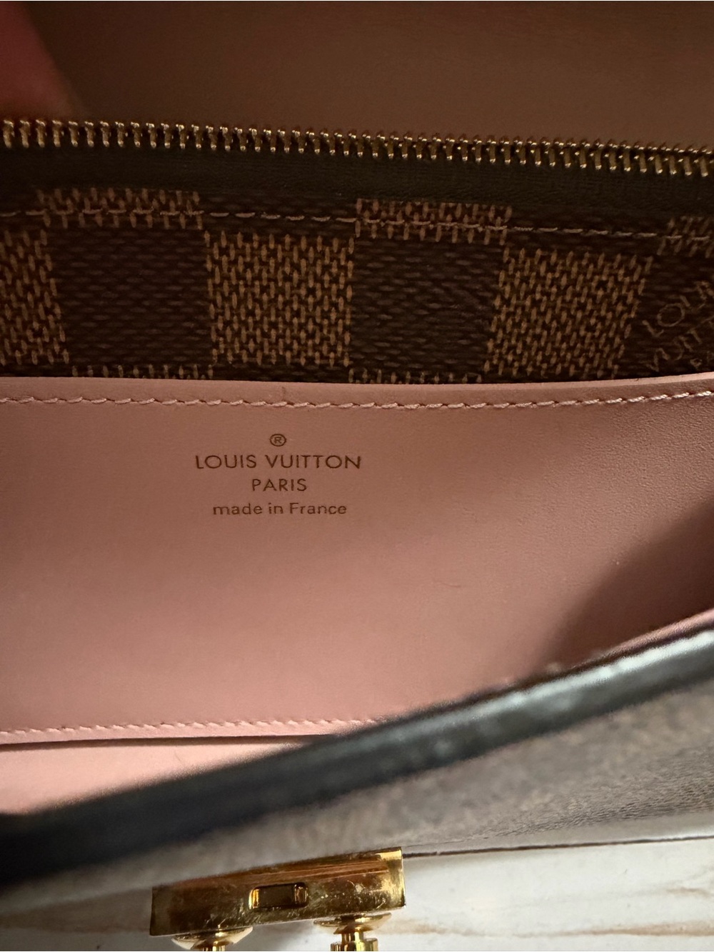 Louis Vuitton Brown Damier Ebene Crossbody Wallet with Gold Chain - Picture 9 of 10